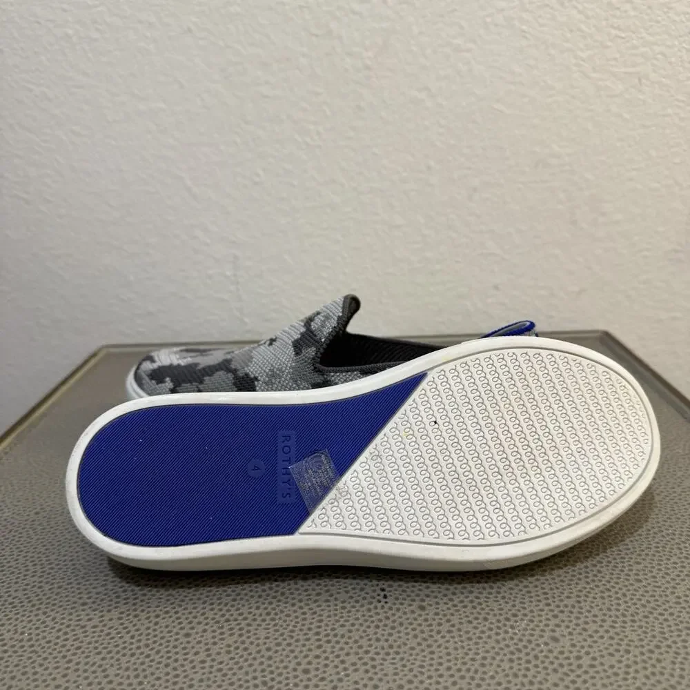 Rothys Kids Gray Camo Slip On Sneakers Size 4 Shoes Unisex Boys Girls